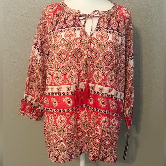 NEW Unique Spectrum Blouse Women’s size Medium BOHO Top Shirt NWT - Picture 2 of 13